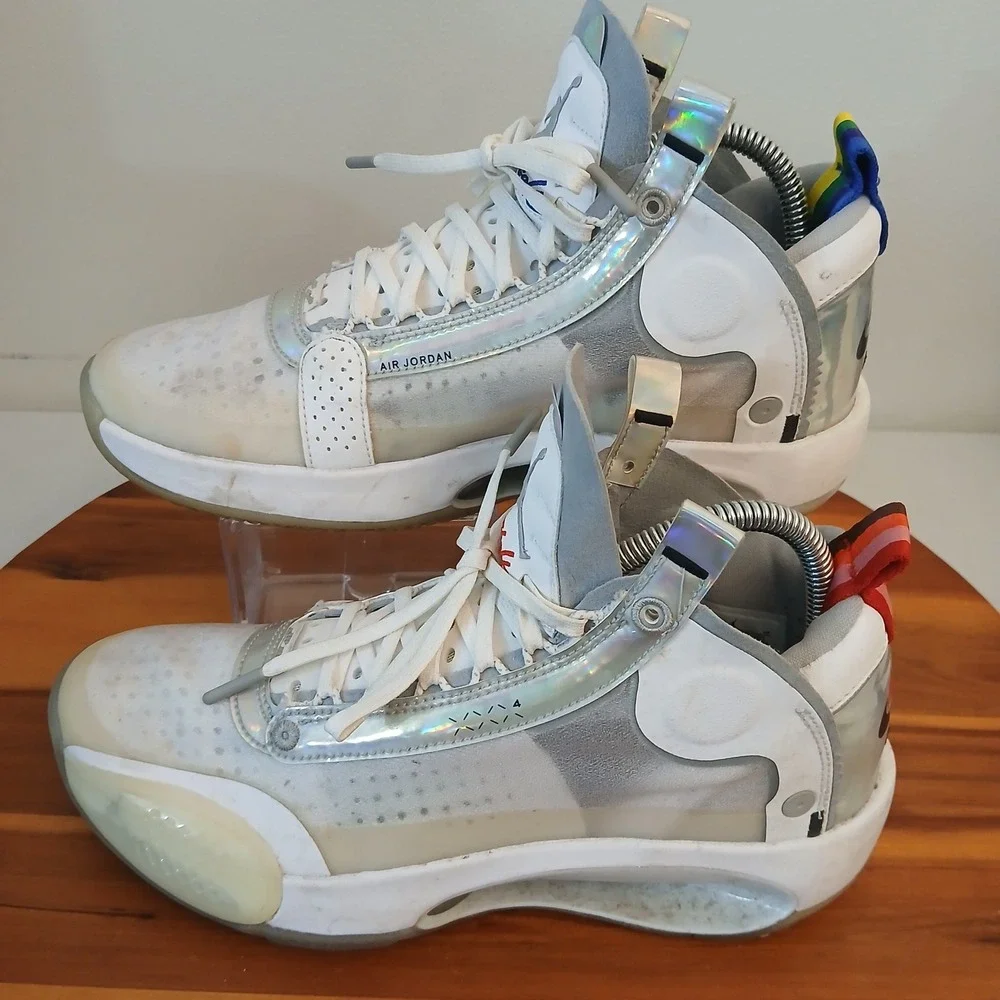 Jordan 34 Unite Mens 7.5 White Basketball Shoes Sneakers AR3240-101